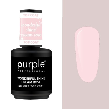 Purple Professional Top Coat Wonderful Shine Cream Rose 15ml -Top Coats -Purple Professional 2