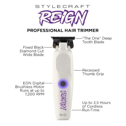 Máquina Recortadora Reign Stylecraft EON 7200 RPM Trimmer -Cortapelos, Recortadoras y Afeitadoras -Stylecraft