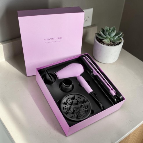 Kit Corioliss : Prancha C3 + Secador de Cabelo Kompactissimo, Coleção Lilás -Alisadores, pinças e rolos de cabelo -Corioliss