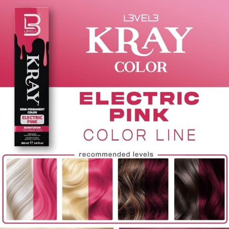 Tinta semipermanente para cabelo KRAY com aloe vera - Electric Pink -Corantes de coloração direta -L3vel3