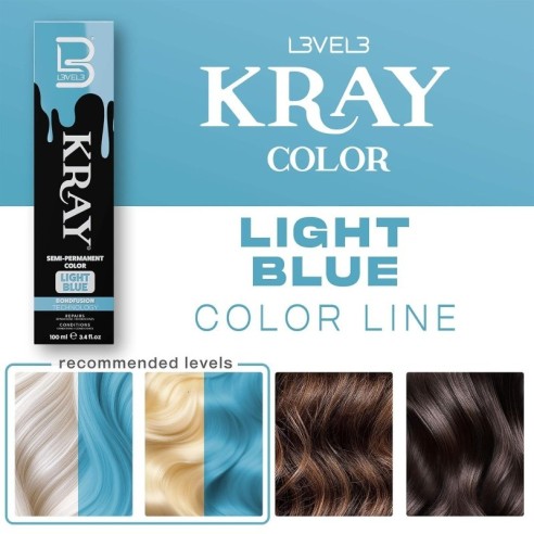KRAY Coloration semi-permanente à l'aloe vera - Light Blue -Colorants colorants directs -L3vel3
