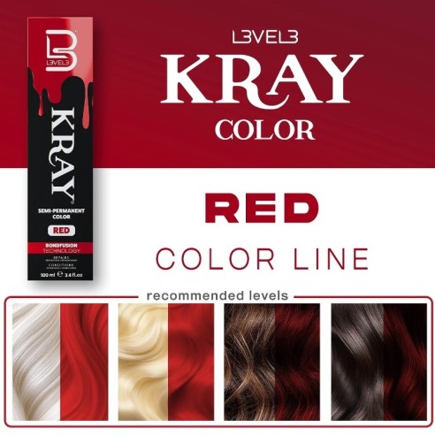 KRAY Tinte semipermanente con aloe vera - Red -Tintes de coloración directa -L3vel3