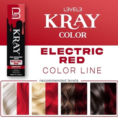 KRAY Tinte semipermanente con aloe vera - Electric Red -Tintes de coloración directa -L3vel3