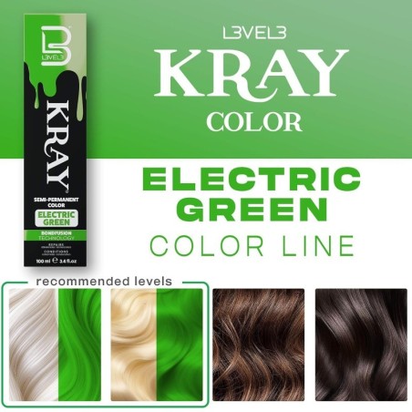 KRAY Semi-permanente Haarfarbe mit Aloe Vera – Electric Green -Direktfärbende Farbstoffe -L3vel3