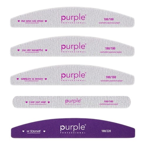 Kit de Limas de Manicure Purple Professional Moon com 10 peças -Acessórios Utensílios -Purple Professional