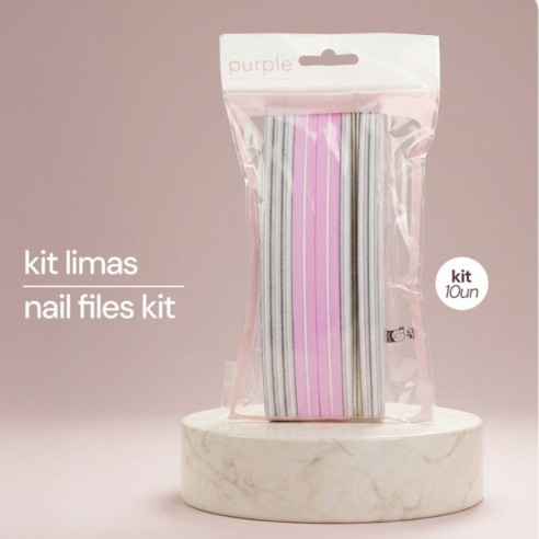 Kit di lime per manicure Purple Professional a forma di luna, 10 pezzi -Accessori per utensili -Purple Professional