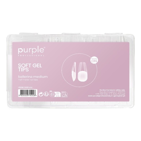 Purple Professional Soft Gel Tips Press On Ballerina Medium Half Matte 600pcs -Utensils Accessories -Purple Professional