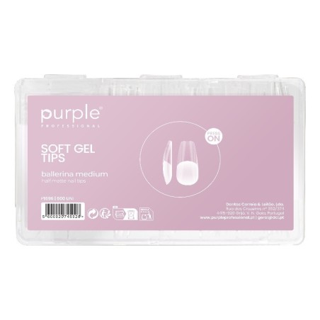 Purple Professional Soft Gel Tips Press On Ballerina Medium Half Matte 600uds -Utensilios Accesorios -Purple Professional