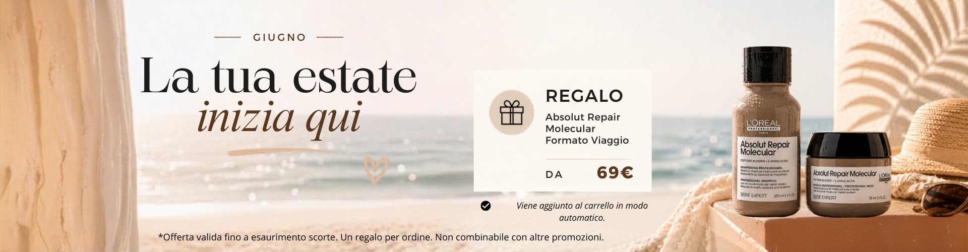 Shampoo e maschera Absolut Repair Molecular formato viaggio in omaggio