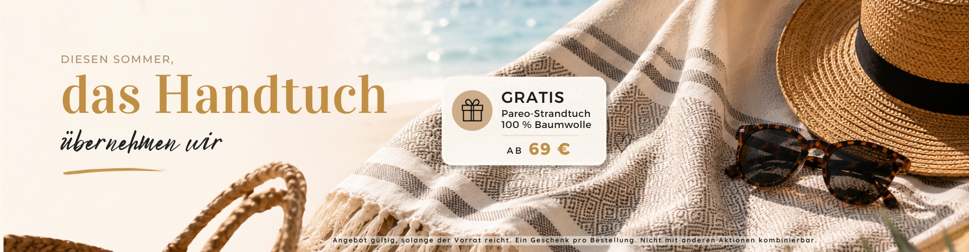 Gratis Pareo-Strandtuch 100 % Baumwolle AB 69 &euro;