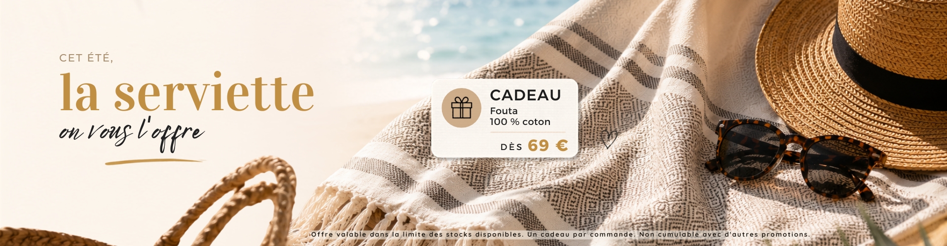 Cadeau fouta 100 % coton d&egrave;s 69 &euro;